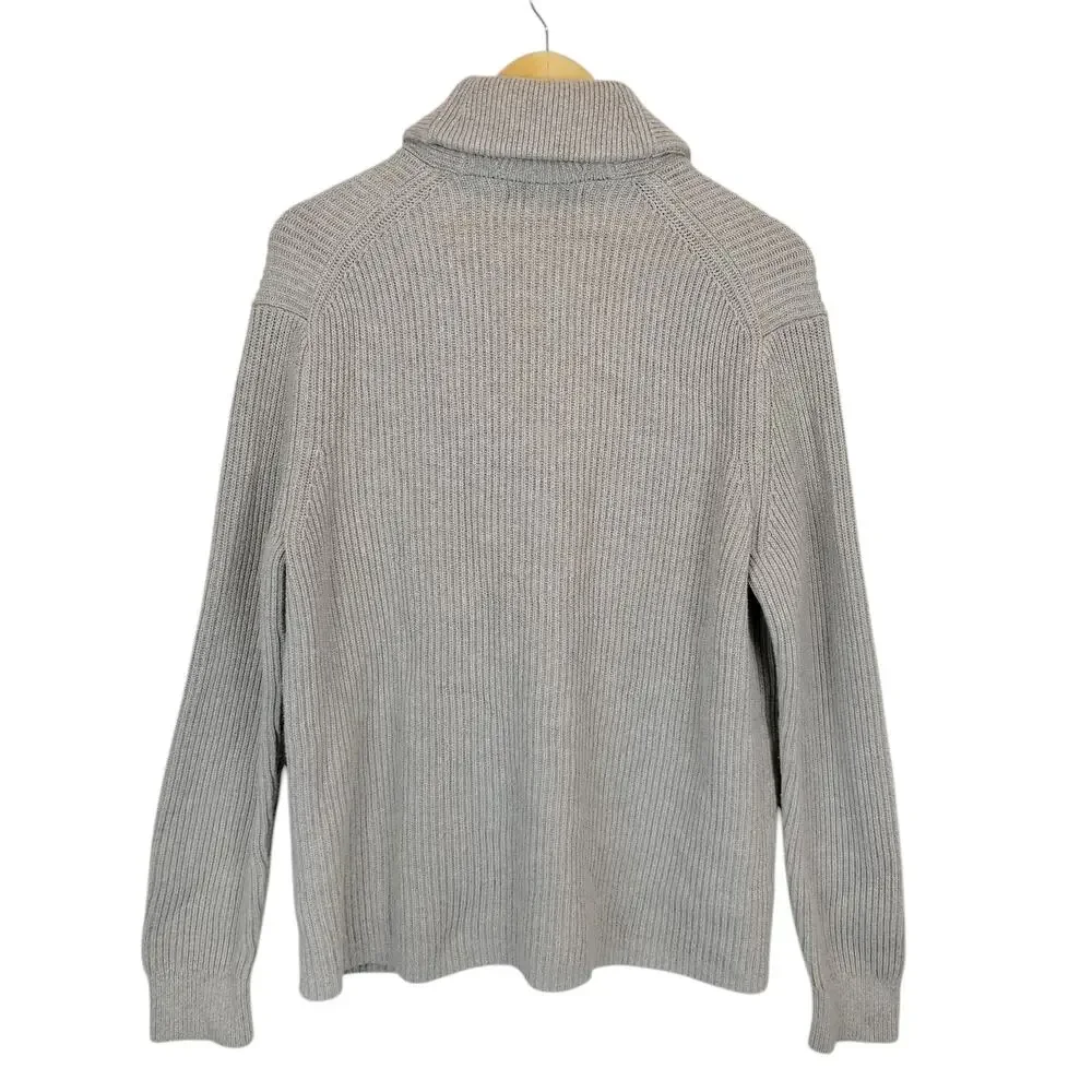 Banana Republic Men's 100% Organic Cotton Grandpa Shawl Cardigan Gray Size Large